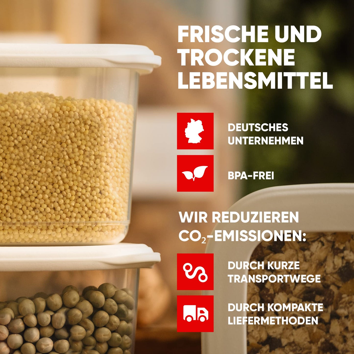 Leckora Vorratsdosen 6er-Set, 0.55L - Serie Foly - Weiß