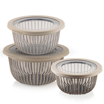 Leckora Schüssel-Set 3-teilig – 1/2/3 L mit Silikondeckel