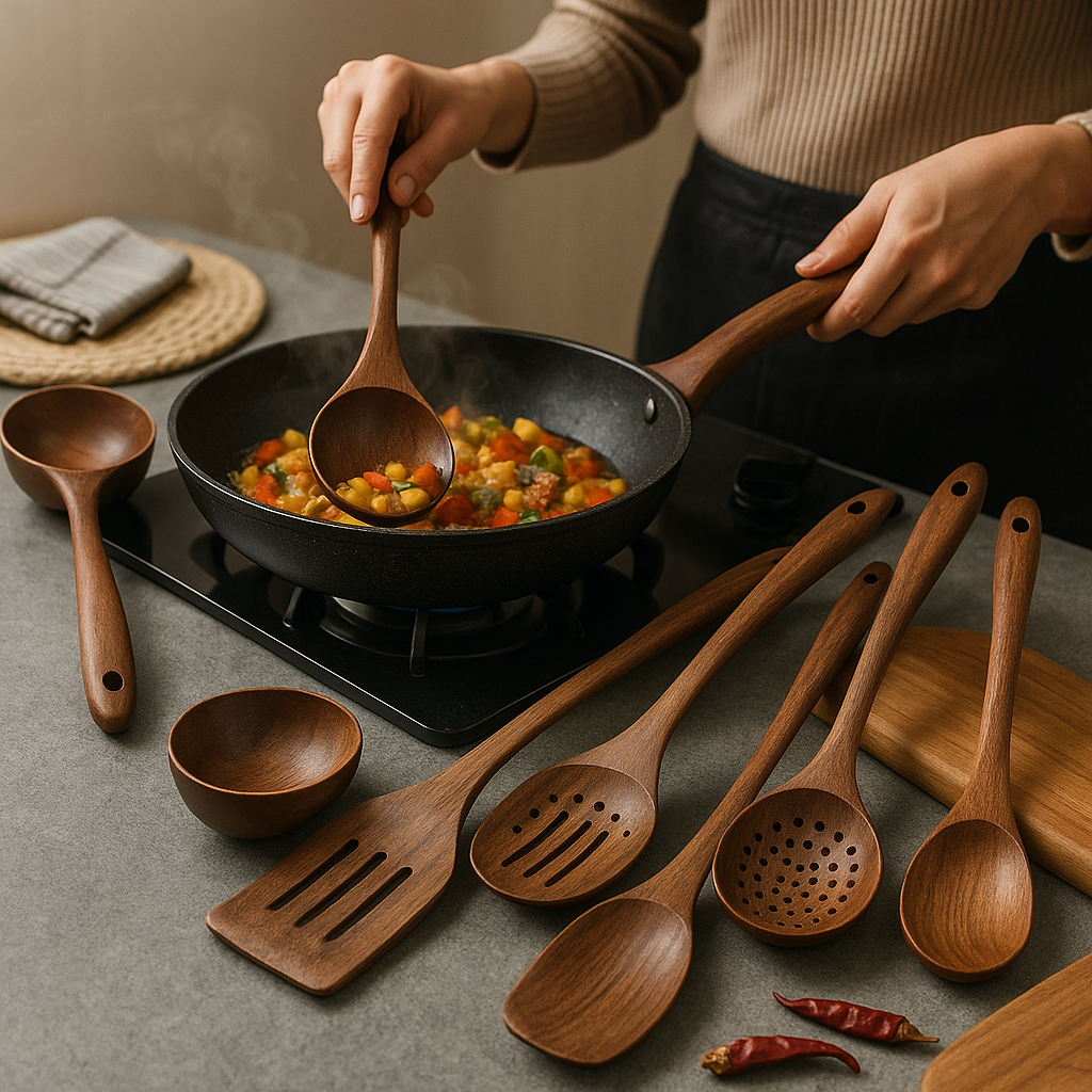 Leckora Küchenset aus Natürlichem Teak Holz