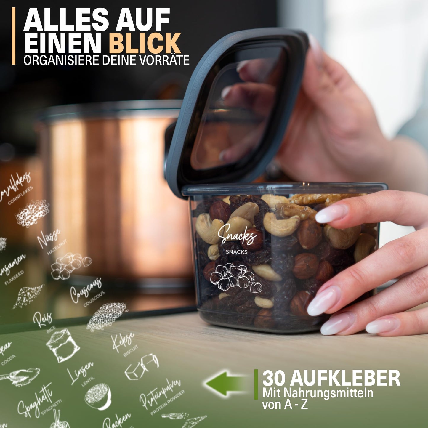 Leckora FOLY 12er Vorratsdosen-Set – Anthrazit