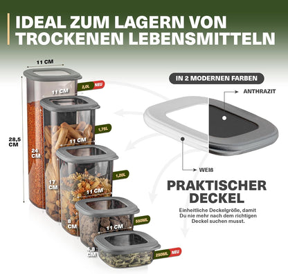 Leckora FOLY 42er Vorrats- & Gewürzdosen-Set – Anthrazit