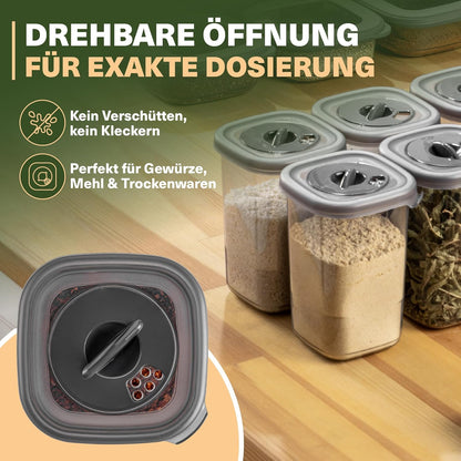 Leckora FOLY 42er Vorrats- & Gewürzdosen-Set – Anthrazit