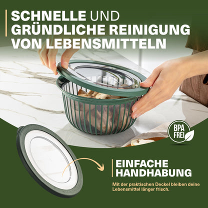 Leckora Schüssel-Set 3-teilig – 1/2/3 L mit Silikondeckel