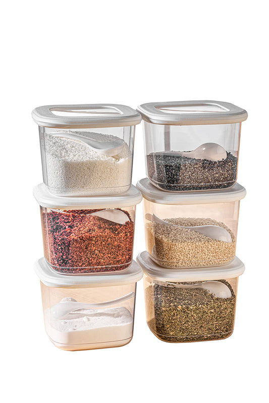 Leckora Vorratsdosen 6er-Set, 0.55L - Serie Foly - Weiß