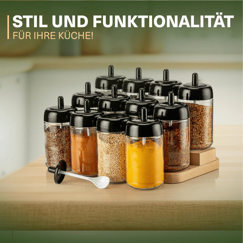 Leckora Gewürzgläser-Set mit Löffel mit Löffel Groß
