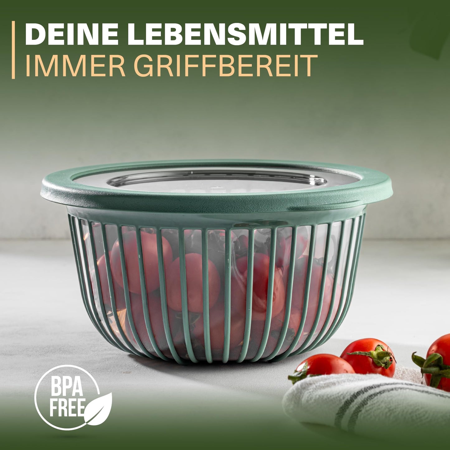 Leckora Schüssel-Set 3-teilig – 1/2/3 L mit Silikondeckel