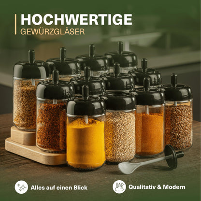 Leckora Gewürzgläser-Set mit Löffel mit Löffel Groß