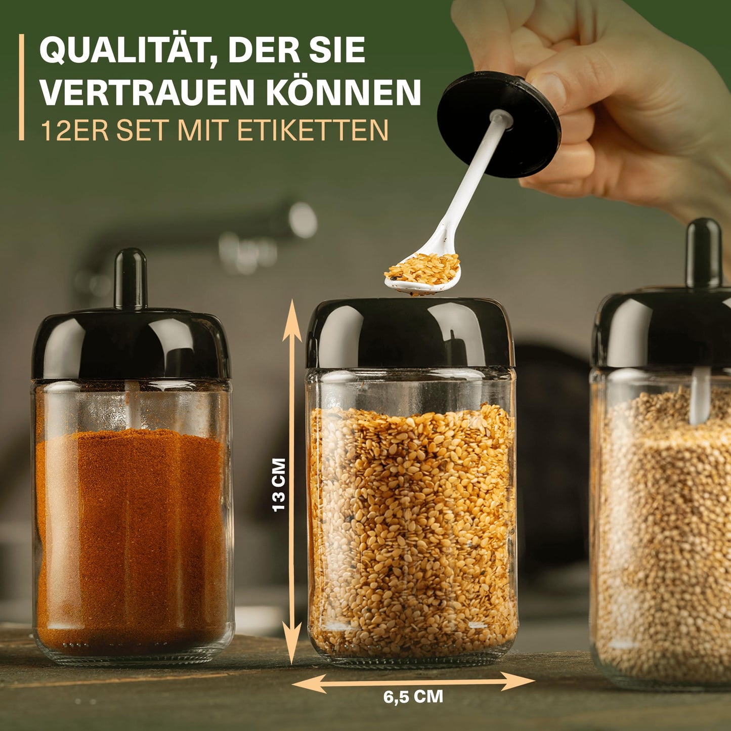 Leckora Gewürzgläser-Set mit Löffel mit Löffel Groß