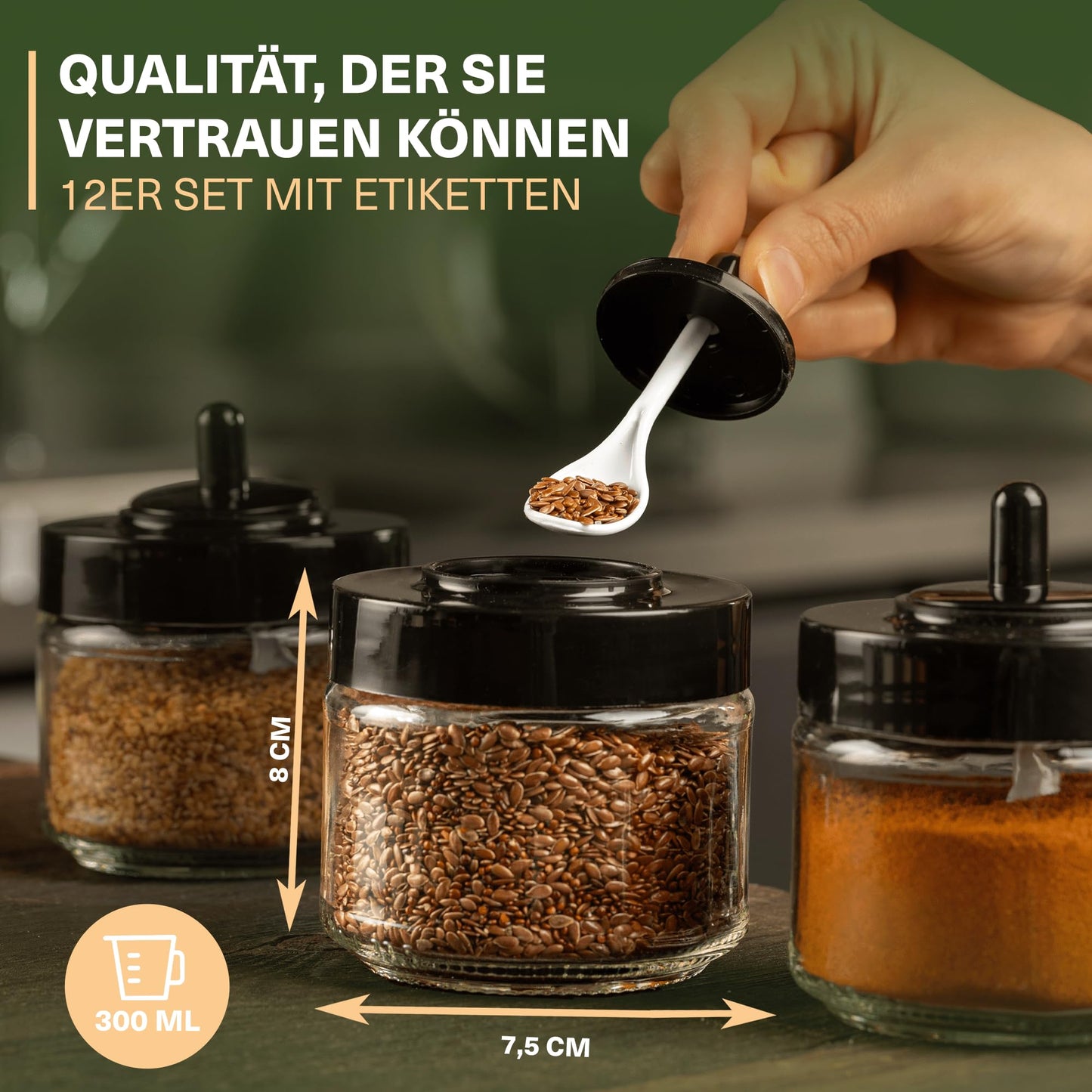 Leckora Gewürzgläser-Set mit Löffel mit Löffel Klein