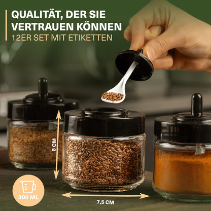 Leckora Gewürzgläser-Set mit Löffel mit Löffel Klein