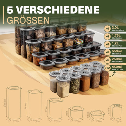 Leckora FOLY 42er Vorrats- & Gewürzdosen-Set – Anthrazit