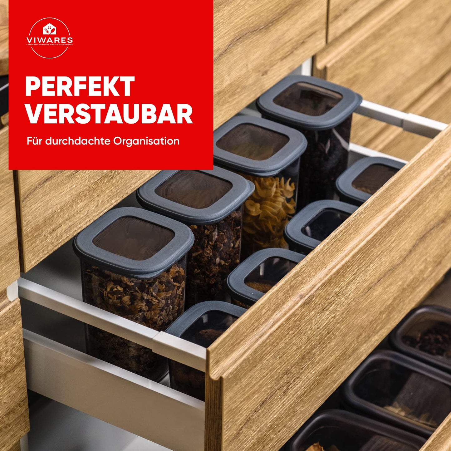 Leckora Praktisches Vorratsdosen-Set Mix 24er FOLY - Anthrazit