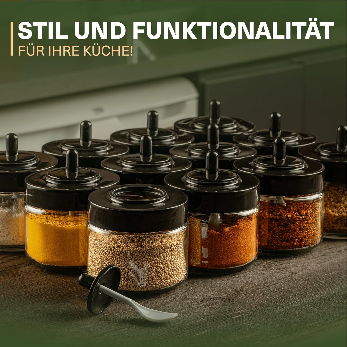 Leckora Gewürzgläser-Set mit Löffel mit Löffel Klein