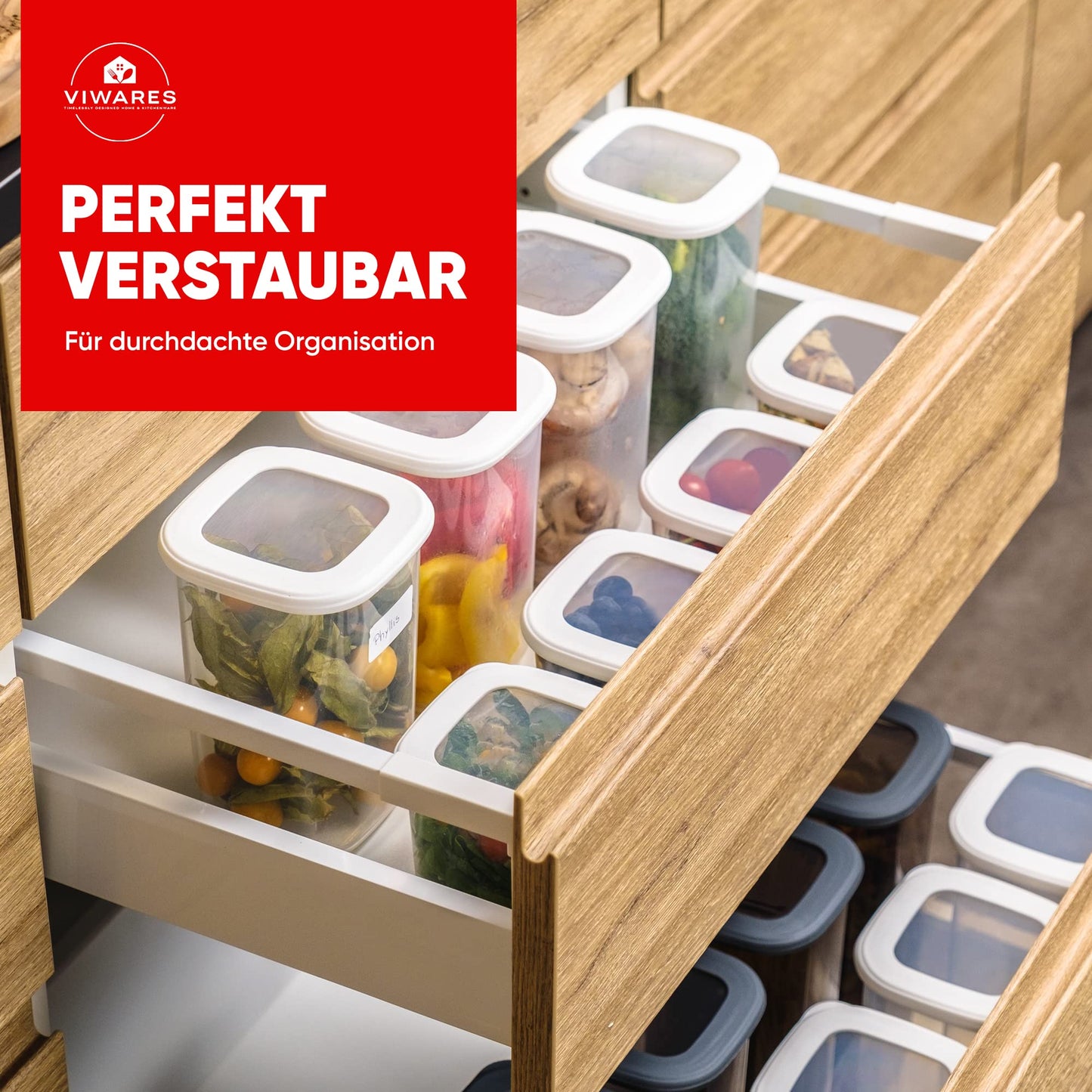 Leckora Vorratsdosen 6er-Set, 0.55L - Serie Foly - Weiß