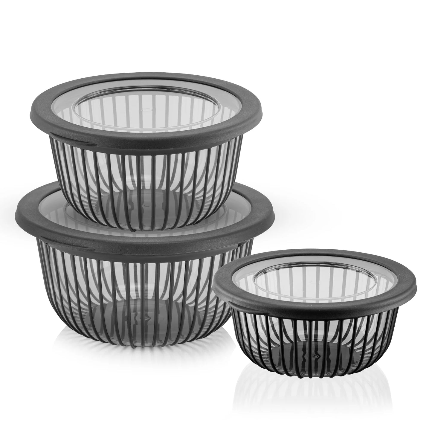 Leckora Schüssel-Set 3-teilig – 1/2/3 L mit Silikondeckel