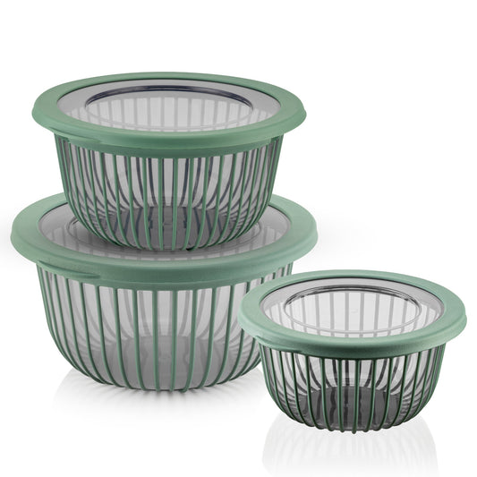 Leckora Schüssel-Set 3-teilig – 1/2/3 L mit Silikondeckel